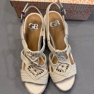 Gianni Bini NIB Macrame Espadrille Wedges - BohoChicCream Crochet Heels - Size 9